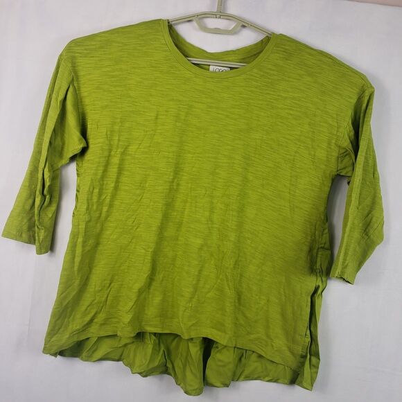 LOGO by Lori Goldstein Top Women's Sz M 3/4 Sleeve A-Line Green Casual Blouse - Picture 3 of 13